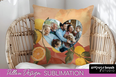 Family Photo Frame Pillow Sublimation - Boho Pillow Cover Sublimation OrangeBrushStudio 