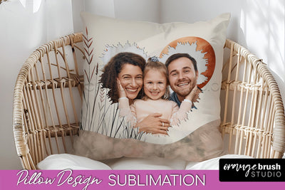 Family Photo Frame Pillow Sublimation - Boho Pillow Cover Sublimation OrangeBrushStudio 