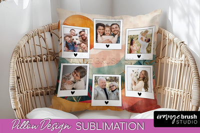 Family Photo Frame Pillow Sublimation - Boho Pillow Cover Sublimation OrangeBrushStudio 