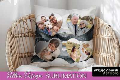 Family Photo Frame Pillow Sublimation - Boho Pillow Cover Sublimation OrangeBrushStudio 