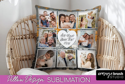 Family Photo Frame Pillow Sublimation - Boho Pillow Cover Sublimation OrangeBrushStudio 