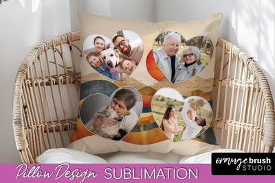 Family Photo Frame Pillow Sublimation - Boho Pillow Cover Sublimation OrangeBrushStudio 