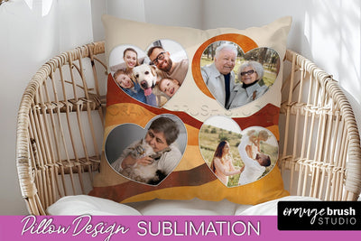 Family Photo Frame Pillow Sublimation - Boho Pillow Cover Sublimation OrangeBrushStudio 