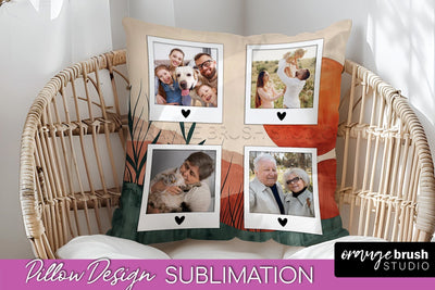 Family Photo Frame Pillow Sublimation - Boho Pillow Cover Sublimation OrangeBrushStudio 