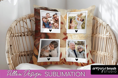 Family Photo Frame Pillow Sublimation - Boho Pillow Cover Sublimation OrangeBrushStudio 