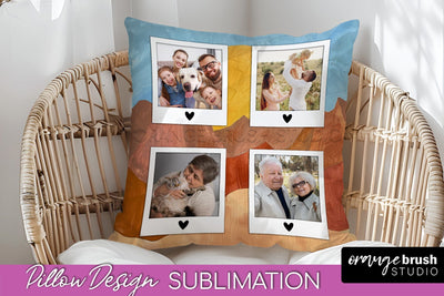 Family Photo Frame Pillow Sublimation - Boho Pillow Cover Sublimation OrangeBrushStudio 