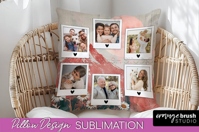 Family Photo Frame Pillow Sublimation - Boho Pillow Cover Sublimation OrangeBrushStudio 