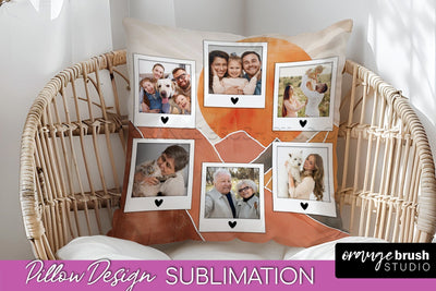 Family Photo Frame Pillow Sublimation - Boho Pillow Cover Sublimation OrangeBrushStudio 