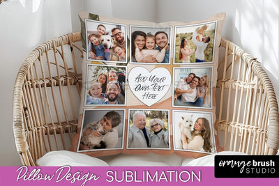 Family Photo Frame Pillow Sublimation - Boho Pillow Cover Sublimation OrangeBrushStudio 