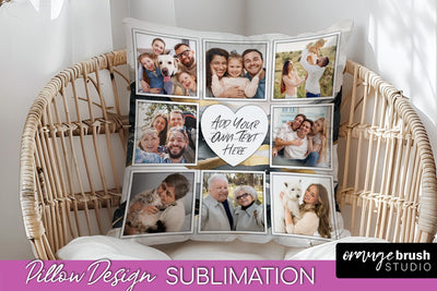 Family Photo Frame Pillow Sublimation - Boho Pillow Cover Sublimation OrangeBrushStudio 