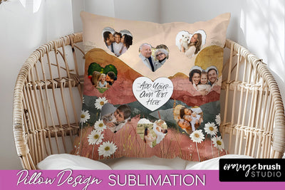 Family Photo Frame Pillow Sublimation - Boho Pillow Cover Sublimation OrangeBrushStudio 