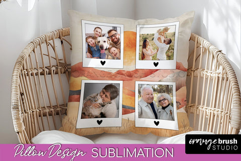 Family Photo Frame Pillow Sublimation - Boho Pillow Cover Sublimation OrangeBrushStudio 