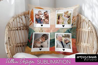 Family Photo Frame Pillow Sublimation - Boho Pillow Cover Sublimation OrangeBrushStudio 