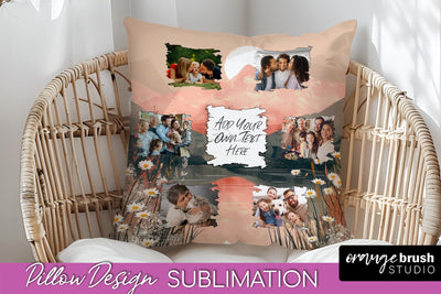 Family Photo Frame Pillow Sublimation - Boho Pillow Cover Sublimation OrangeBrushStudio 