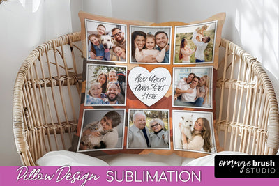Family Photo Frame Pillow Sublimation - Boho Pillow Cover Sublimation OrangeBrushStudio 