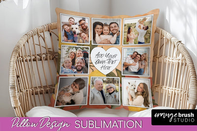 Family Photo Frame Pillow Sublimation - Boho Pillow Cover Sublimation OrangeBrushStudio 
