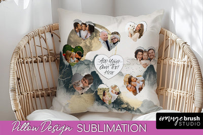 Family Photo Frame Pillow Sublimation - Boho Pillow Cover Sublimation OrangeBrushStudio 