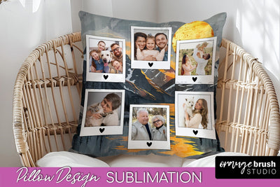 Family Photo Frame Pillow Sublimation - Boho Pillow Cover Sublimation OrangeBrushStudio 