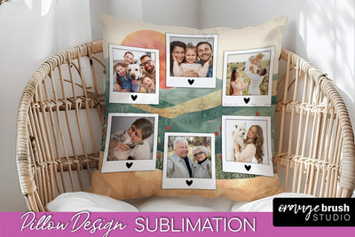 Family Photo Frame Pillow Sublimation - Boho Pillow Cover Sublimation OrangeBrushStudio 