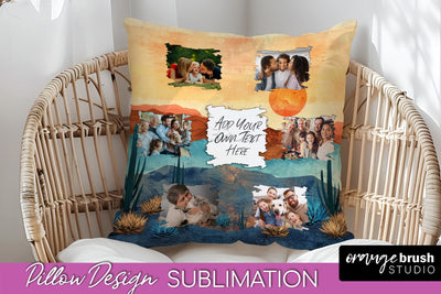 Family Photo Frame Pillow Sublimation - Boho Pillow Cover Sublimation OrangeBrushStudio 