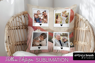 Family Photo Frame Pillow Sublimation - Boho Pillow Cover Sublimation OrangeBrushStudio 