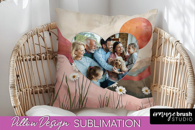 Family Photo Frame Pillow Sublimation - Boho Pillow Cover Sublimation OrangeBrushStudio 