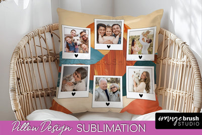 Family Photo Frame Pillow Sublimation - Boho Pillow Cover Sublimation OrangeBrushStudio 