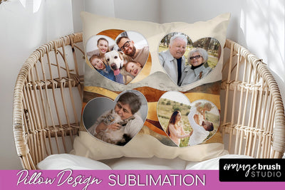 Family Photo Frame Pillow Sublimation - Boho Pillow Cover Sublimation OrangeBrushStudio 