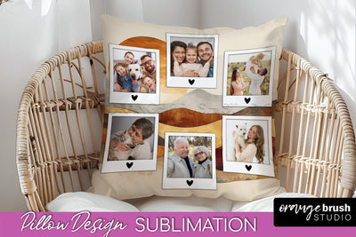 Family Photo Frame Pillow Sublimation - Boho Pillow Cover Sublimation OrangeBrushStudio 