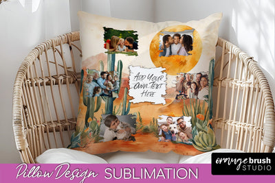 Family Photo Frame Pillow Sublimation - Boho Pillow Cover Sublimation OrangeBrushStudio 