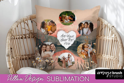 Family Photo Frame Pillow Sublimation - Boho Pillow Cover Sublimation OrangeBrushStudio 