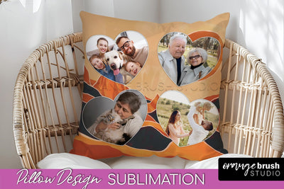 Family Photo Frame Pillow Sublimation - Boho Pillow Cover Sublimation OrangeBrushStudio 