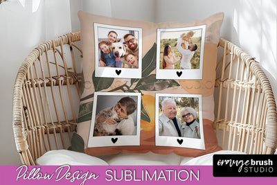 Family Photo Frame Pillow Sublimation - Boho Pillow Cover Sublimation OrangeBrushStudio 