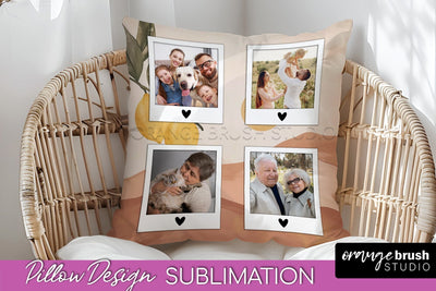 Family Photo Frame Pillow Sublimation - Boho Pillow Cover Sublimation OrangeBrushStudio 