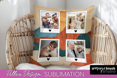 Family Photo Frame Pillow Sublimation - Boho Pillow Cover Sublimation OrangeBrushStudio 