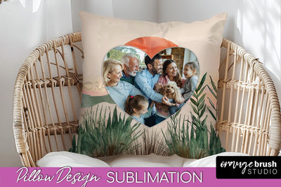 Family Photo Frame Pillow Sublimation - Boho Pillow Cover Sublimation OrangeBrushStudio 