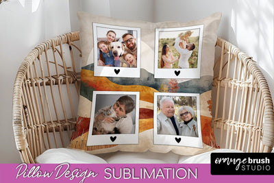 Family Photo Frame Pillow Sublimation - Boho Pillow Cover Sublimation OrangeBrushStudio 
