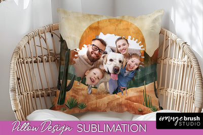 Family Photo Frame Pillow Sublimation - Boho Pillow Cover Sublimation OrangeBrushStudio 
