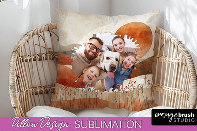 Family Photo Frame Pillow Sublimation - Boho Pillow Cover Sublimation OrangeBrushStudio 