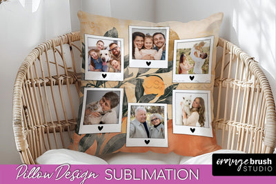 Family Photo Frame Pillow Sublimation - Boho Pillow Cover Sublimation OrangeBrushStudio 