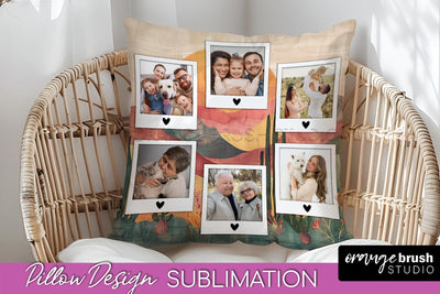 Family Photo Frame Pillow Sublimation - Boho Pillow Cover Sublimation OrangeBrushStudio 