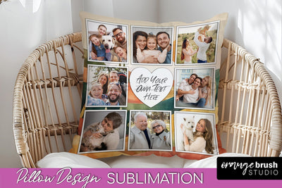 Family Photo Frame Pillow Sublimation - Boho Pillow Cover Sublimation OrangeBrushStudio 