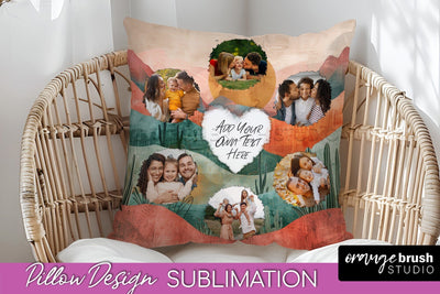 Family Photo Frame Pillow Sublimation - Boho Pillow Cover Sublimation OrangeBrushStudio 