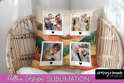 Family Photo Frame Pillow Sublimation - Boho Pillow Cover Sublimation OrangeBrushStudio 