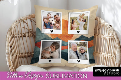 Family Photo Frame Pillow Sublimation - Boho Pillow Cover Sublimation OrangeBrushStudio 