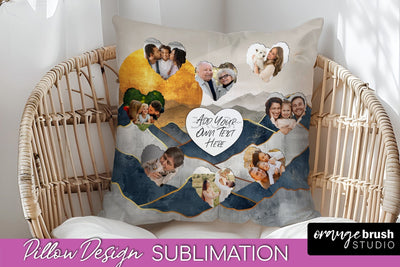 Family Photo Frame Pillow Sublimation - Boho Pillow Cover Sublimation OrangeBrushStudio 