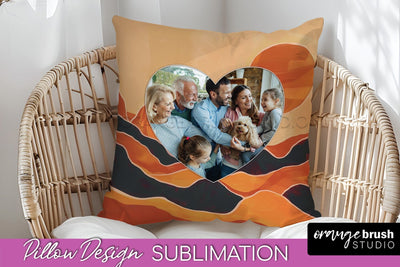 Family Photo Frame Pillow Sublimation - Boho Pillow Cover Sublimation OrangeBrushStudio 