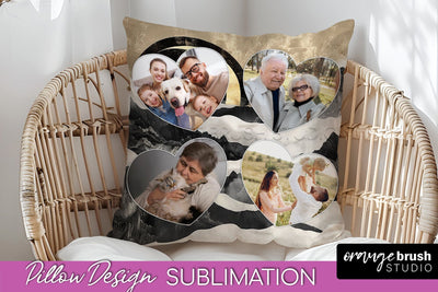 Family Photo Frame Pillow Sublimation - Boho Pillow Cover Sublimation OrangeBrushStudio 