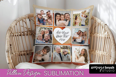 Family Photo Frame Pillow Sublimation - Boho Pillow Cover Sublimation OrangeBrushStudio 
