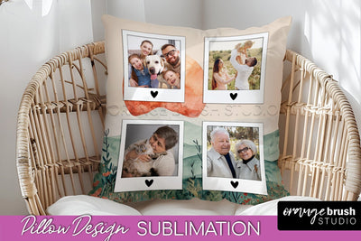 Family Photo Frame Pillow Sublimation - Boho Pillow Cover Sublimation OrangeBrushStudio 